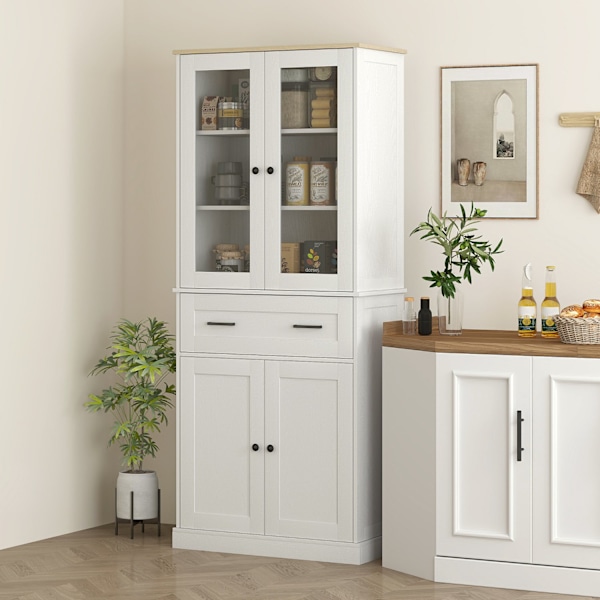 Keittiökaappi, korkea kaappi laatikolla, säädettävät hyllyt, keittiön buffet akryyliovilla, 2 kaappiosastoa olohuoneeseen, ruokailuhuoneeseen, 76 x 40