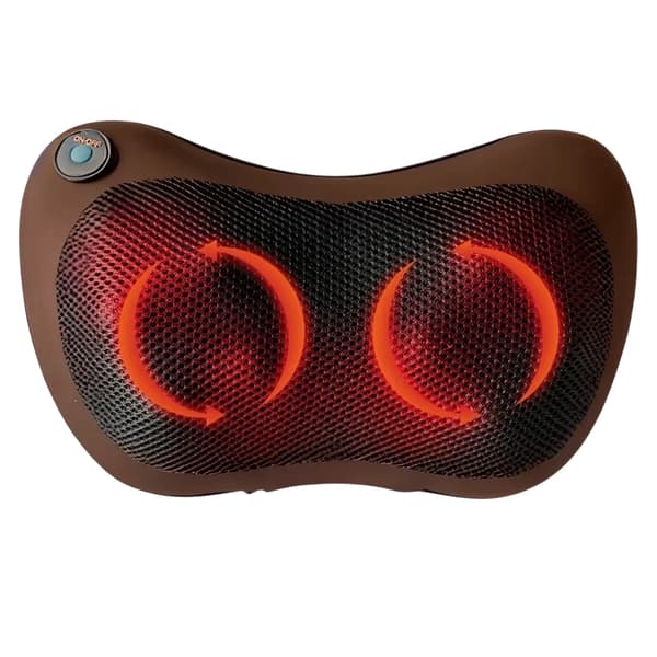 Shiatsu massagekudde, dubbel värmeterapi, 4 noder, brun