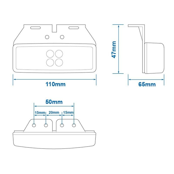 Takavalot 12/24V punainen 110x40mm LED pidikkeellä