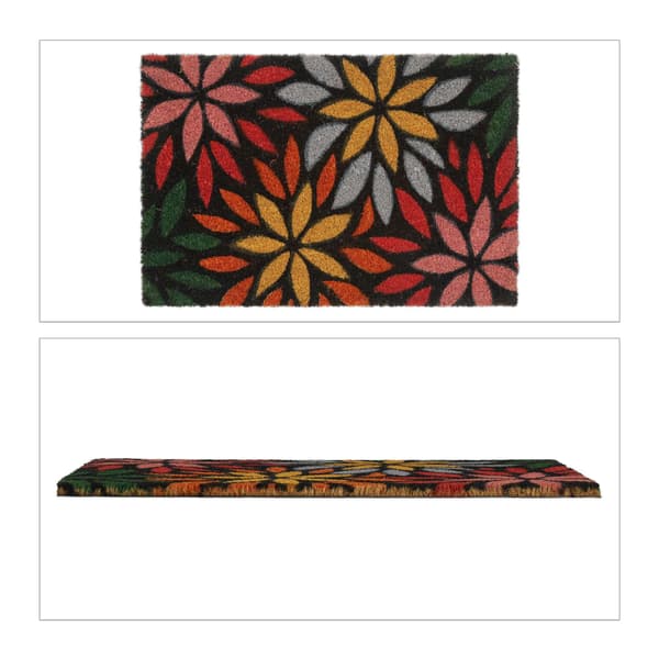 Dørmåtte kokosfiber blomster
