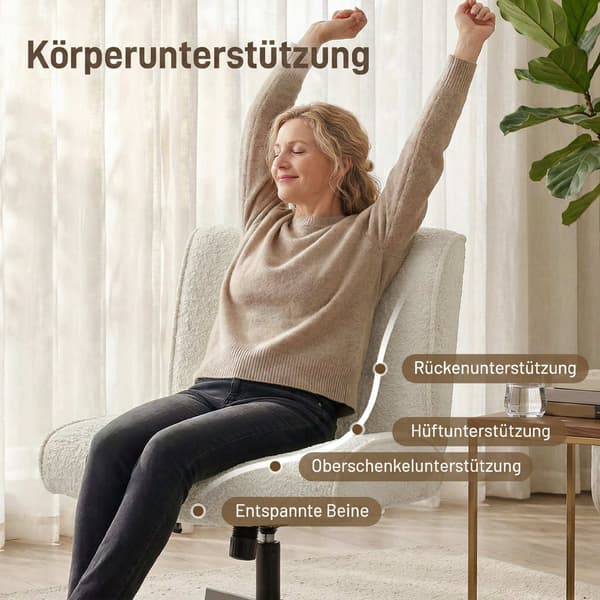 Drejelig fløjlsstol, justerbar højde, cremehvid