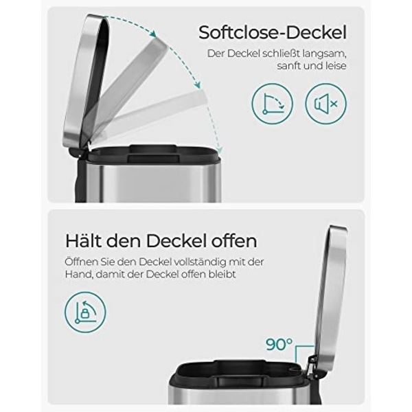 30 litran Hands-Free-teräsroskakori kaksoisaukkomekanismilla