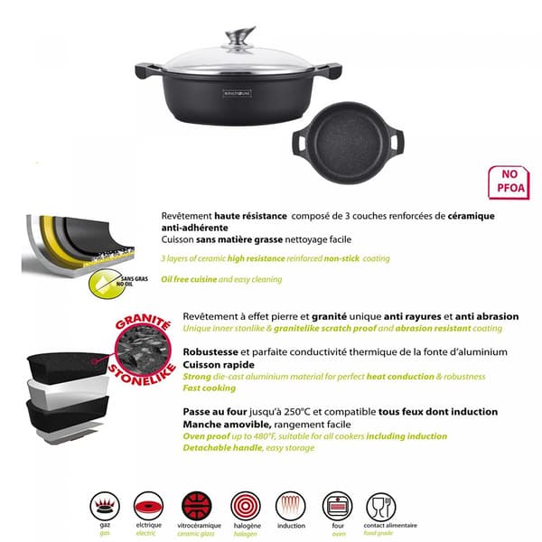 Royalty Line RL-BR30M: Marmor Shallow Suppe Pot 30cm
