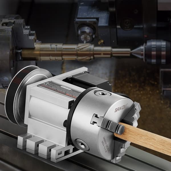 CNC 4:e axel roterande indexeringshuvud, 100 mm 3-käftschuck
