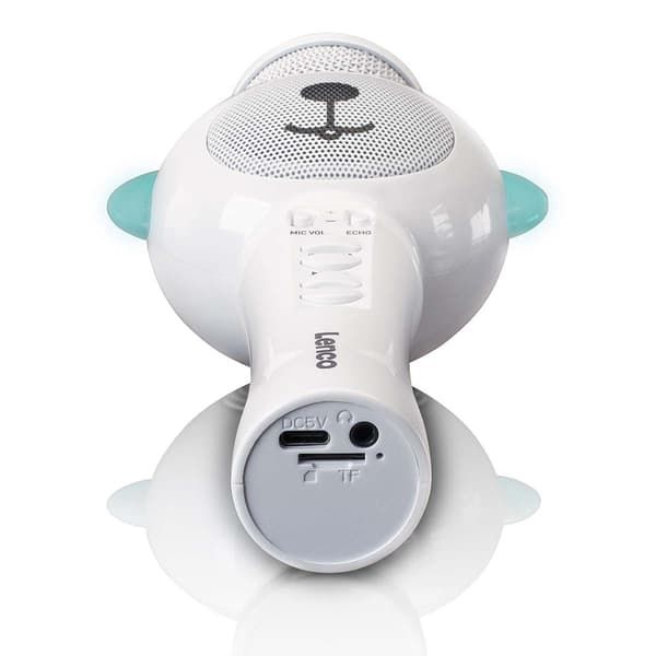 Bluetooth Karaoke Mikrofon med SD-kortplads, LED-lys, hvid