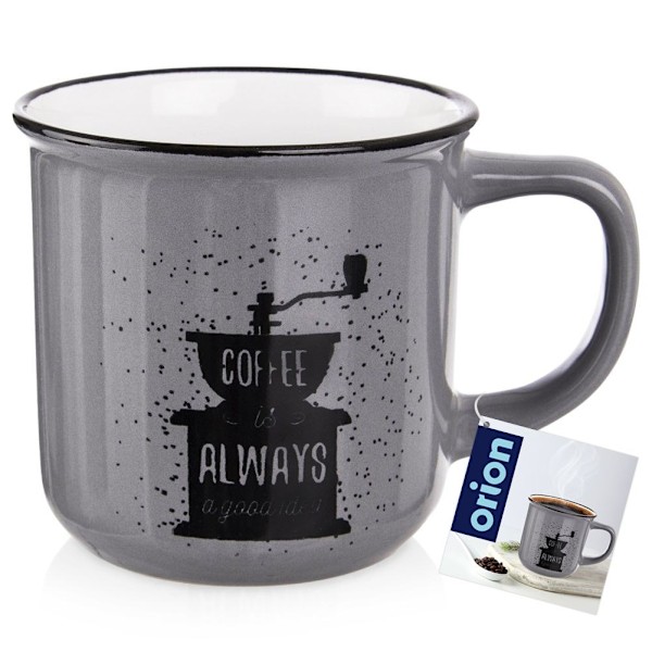 Grå Keramikkopp med Dekoration - Perfekt för Kaffe