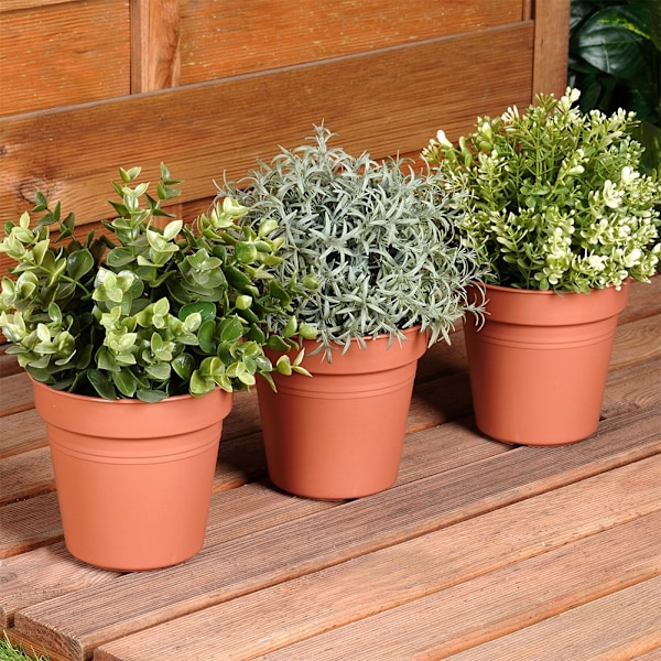 Rund havekrukke i plast 13 cm 3 stk.