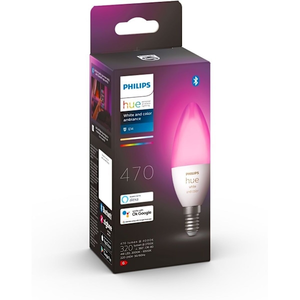 Philips Hue White and Color Ambiance - Smart LED-lampa, E14, 470 lm