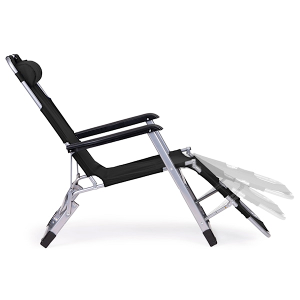 Havestrandstole, foldbar 2-i-1, sort, MultiGarden