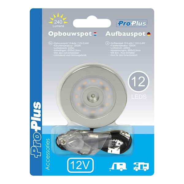 Pinta-asennettava kohdevalo 12 lediä 12V 240lm Ø55x5,0mm