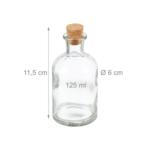 Dekorativt glasflaskset med korklock, 6-pack