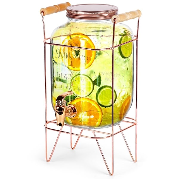 Limonadipurkki kannella, hanalla ja jalustalla - täydellinen juhliin