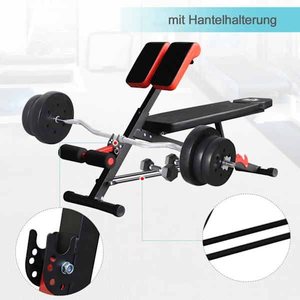 Multivægtsbænk, Justerbar Fitnessbænk, Skråbænk, Mavetræner, Sort, 64 X 146 X 73,5-85 Cm