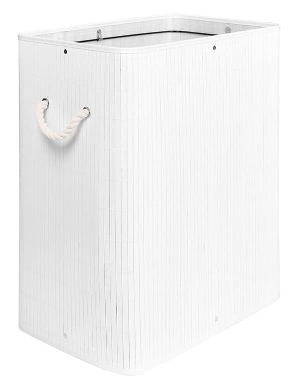 Bambu tvättkorg med lock, 80L, vit