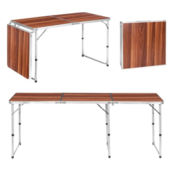 Turistbord, foldbart campingbord, brun plade, 180 x 60 cm