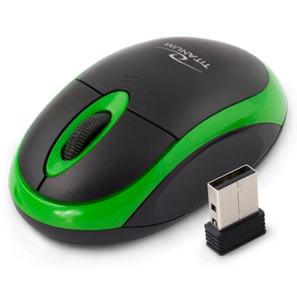Titanum Trådløs 2,4Ghz Optisk Mus 3D Usb Vulture Sort/Grøn Sort, Grøn