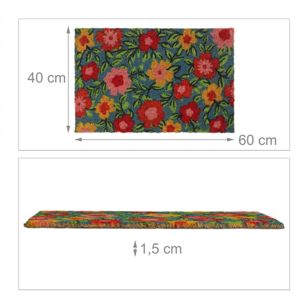 Dörrmatta kokosfiber med blommor