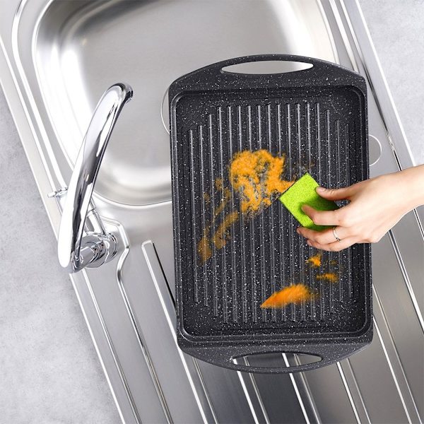 Grillplade i aluminium med non-stick granitbelægning