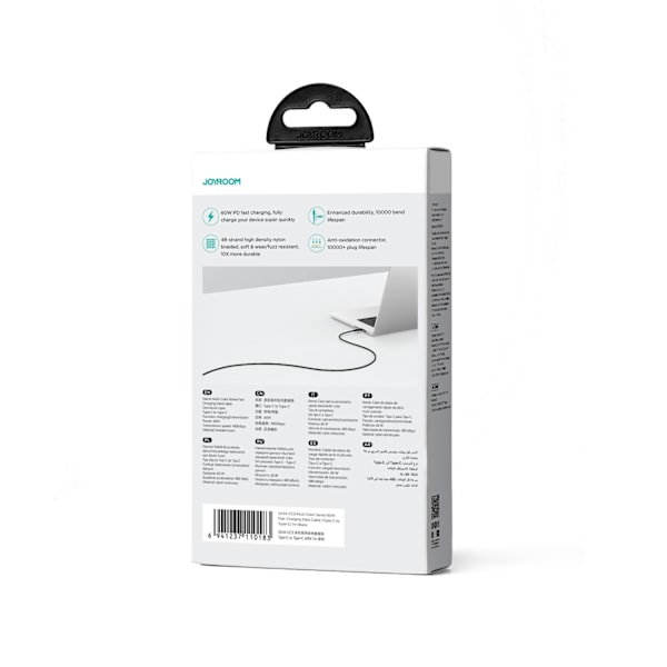 USB-C-kabel 60W snabböverföring Multi-Color Series 1m svart