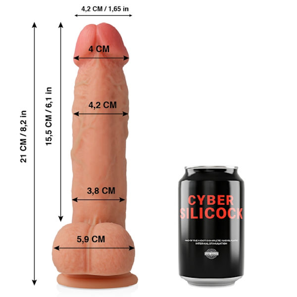 Cyber ​​Silicock - Saul Ultra Realistic pehmeä nestesilikoni 21 cm -O- 4,2 cm