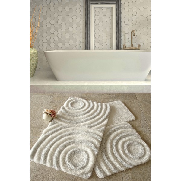 Akryl Badmatta Set (3 delar) Wave - Vit