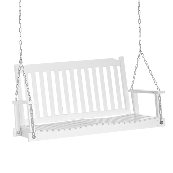 Trädgårdsgunga gungbänk hängbänk för 2, massivt trä, perfekt för uteplats och terrass, vit, 117x69x60cm