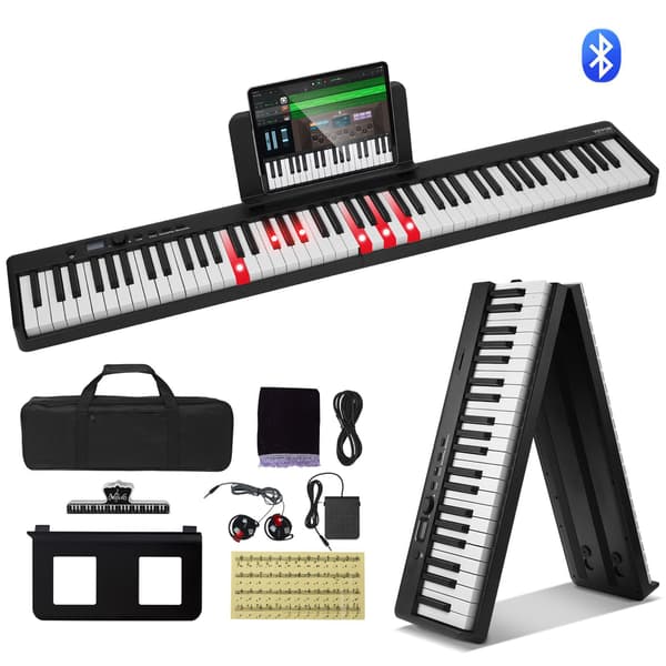 Hopfällbart keyboardpiano med 88 tangenter – Uppladdningsbart med Bluetooth MIDI