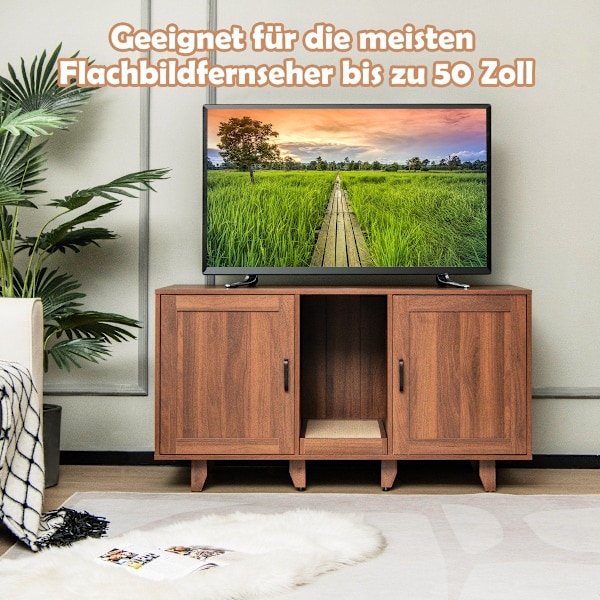 Kissan kaappi kissan wc:hen, 2 ovea ja raapimislauta ja sisäänkäynti 120 x 52 x 65 cm kahvi