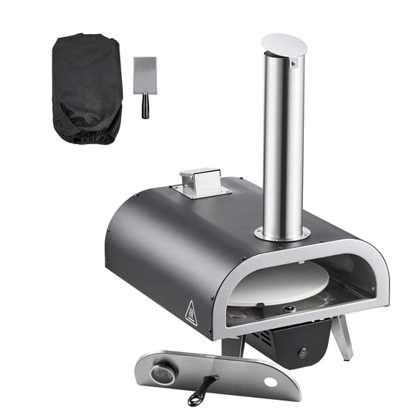 Udendørs pillepizzaovn 12 tommer, roterende, termometer
