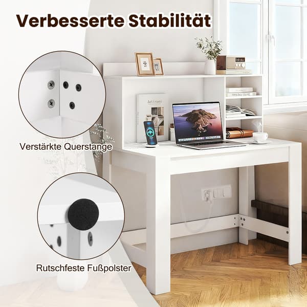 Computerbord med skuffe, stikkontakter og kabelhåndtering