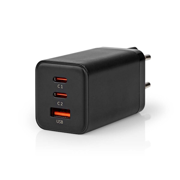 Väggladdare | 65 W | GaN | Snabbladdnings funktion | 3.0 / 3.25 A A | Antal utgångar: 3 | USB-A / 2x USB-C™ | Automatiskt val av Spänning