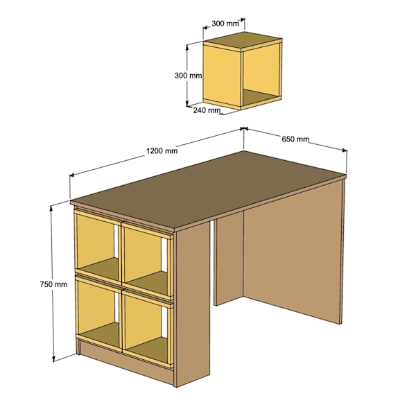 Study Desk Box - Valnød, Creme
