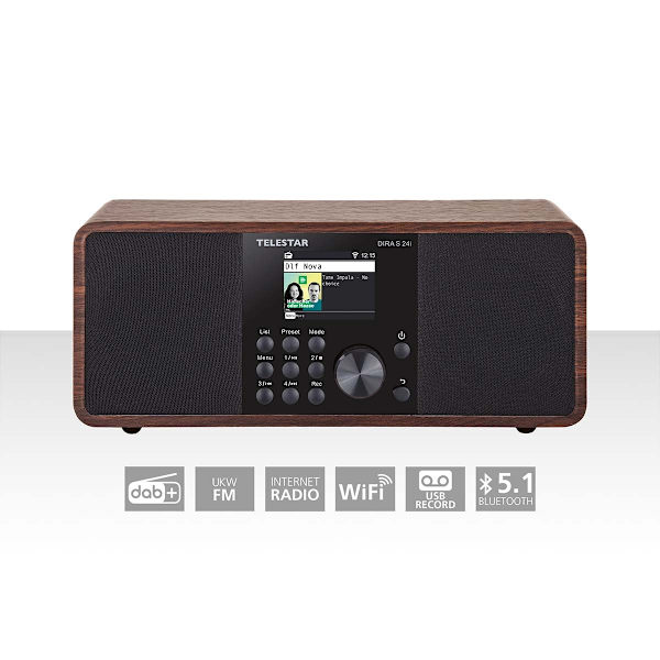 DIRA S 24i Multifunktionell stereoradio DAB+ / FM / Internet / Bluetooth Trä