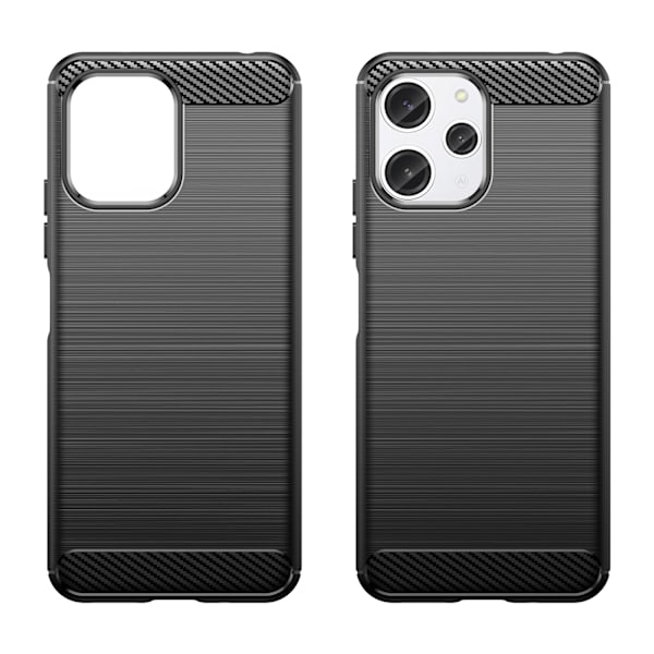 Joustava kotelo hiilikuviosuojuksella Xiaomi Redmi 12 Carbon Case -kotelolle, musta