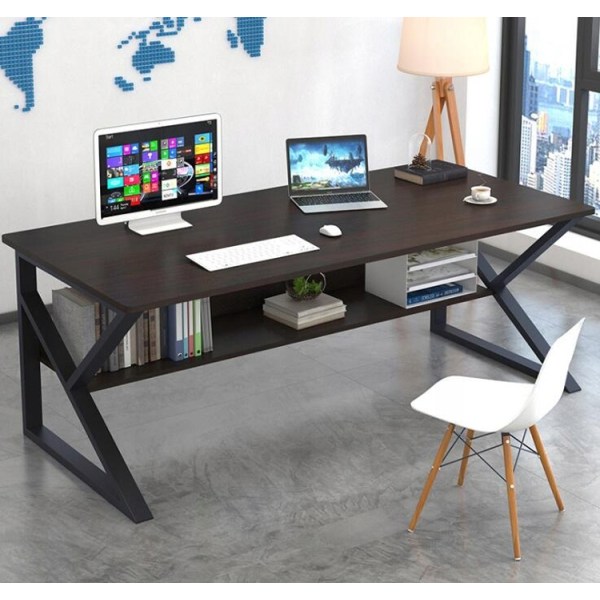 Computerbord, kontorbord med hylde100x60 cm sort