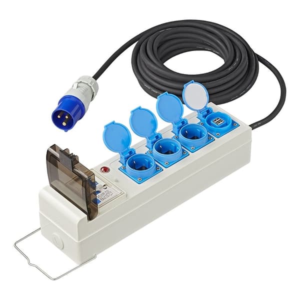 Telt/foldevognenhed 10M 3x2,5mm² med MCCB og RCD + 2xUSB