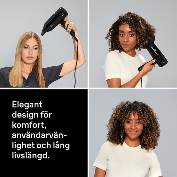 Hårtørrer 2200W, ionisk, 3 varmeindstillinger, 2 hastigheder, 2 tilbehør
