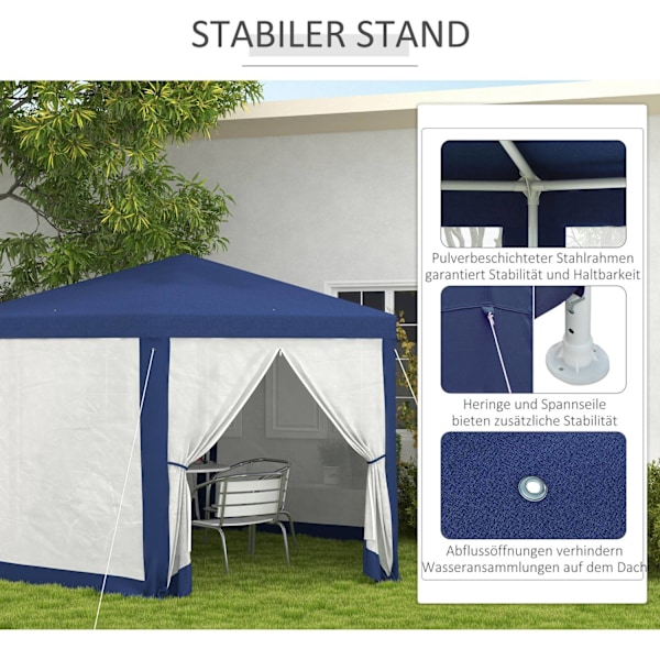 Gazebo 4x3m hexagonalt vattenavvisande stabil vintertät paviljong med myggnät Partytält Trädgårdstält med 6 sidopaneler Trädgårdspaviljong för camping