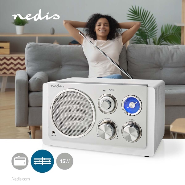 FM-radio | Bordsdesign | FM | Strömadapter | Analog | 15 W | Bluetooth® | Vit