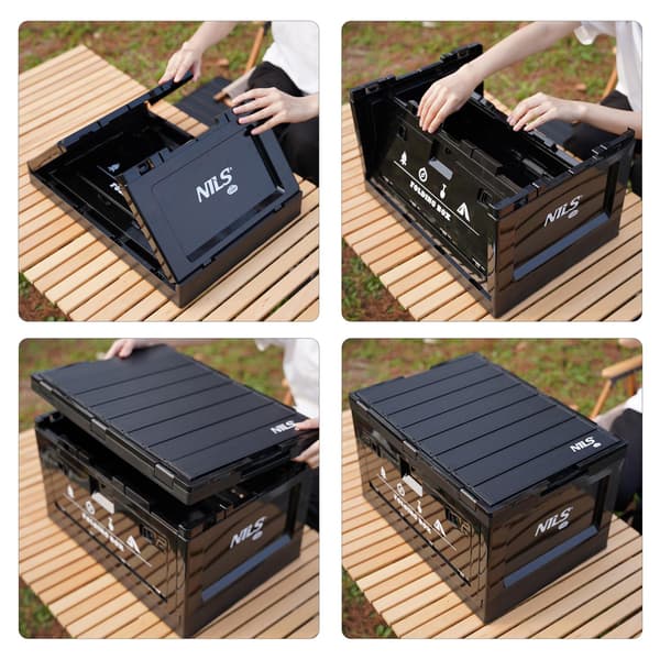 Fällbar campinglåda med lock, 50L, 2-i-1