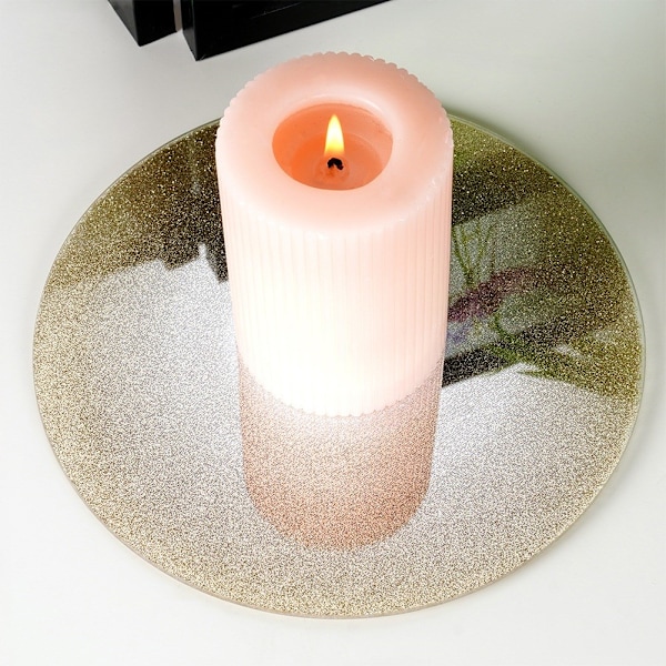 Teline koristeellisille kynttiläkoostumuksille, peililasi, glitter, 15 cm