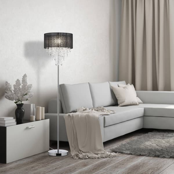 Gulvlampe med sorte krystaller