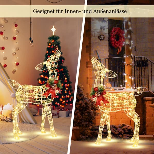Förbelysta julrenar, 50 LED-lampor, utomhusstänger