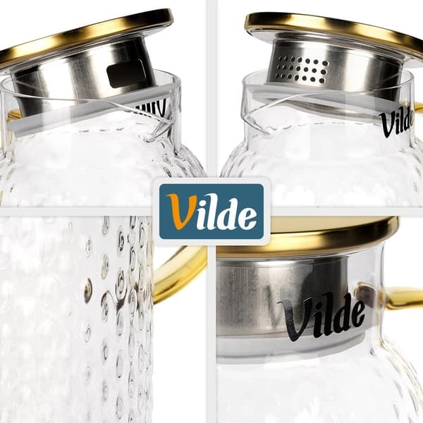Glaskanna med lock och sil, 1,1 liters kapacitet