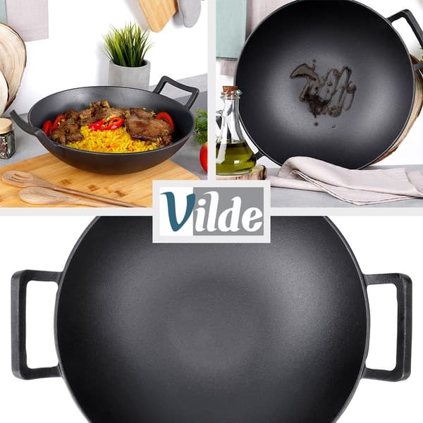 Støbejerns wokpande, 36 cm
