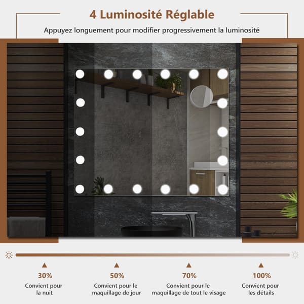 Belyst sminkspegel, 18 LED, touch, 3 lägen, 3X