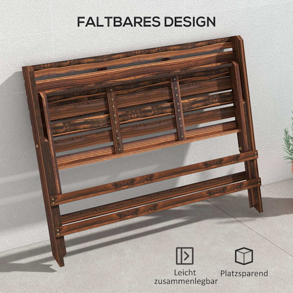 Trädgårdsbänk, 2-Sits Bänk, Träbänk Med Ryggstöd, Parkbänk, Rymmer Upp Till 250 Kg, För Trädgård, Balkong, Förkolad, 122 X 63 X 83 Cm