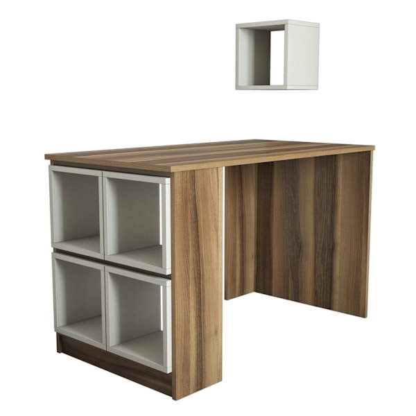 Study Desk Box - Valnød, Creme