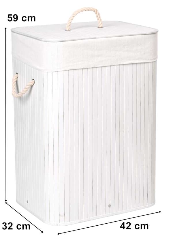 Bambu tvättkorg med lock, 80L, vit