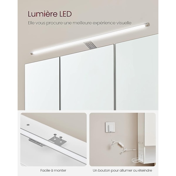 Moderne hvidt badeværelsesskab med LED lys og spejle